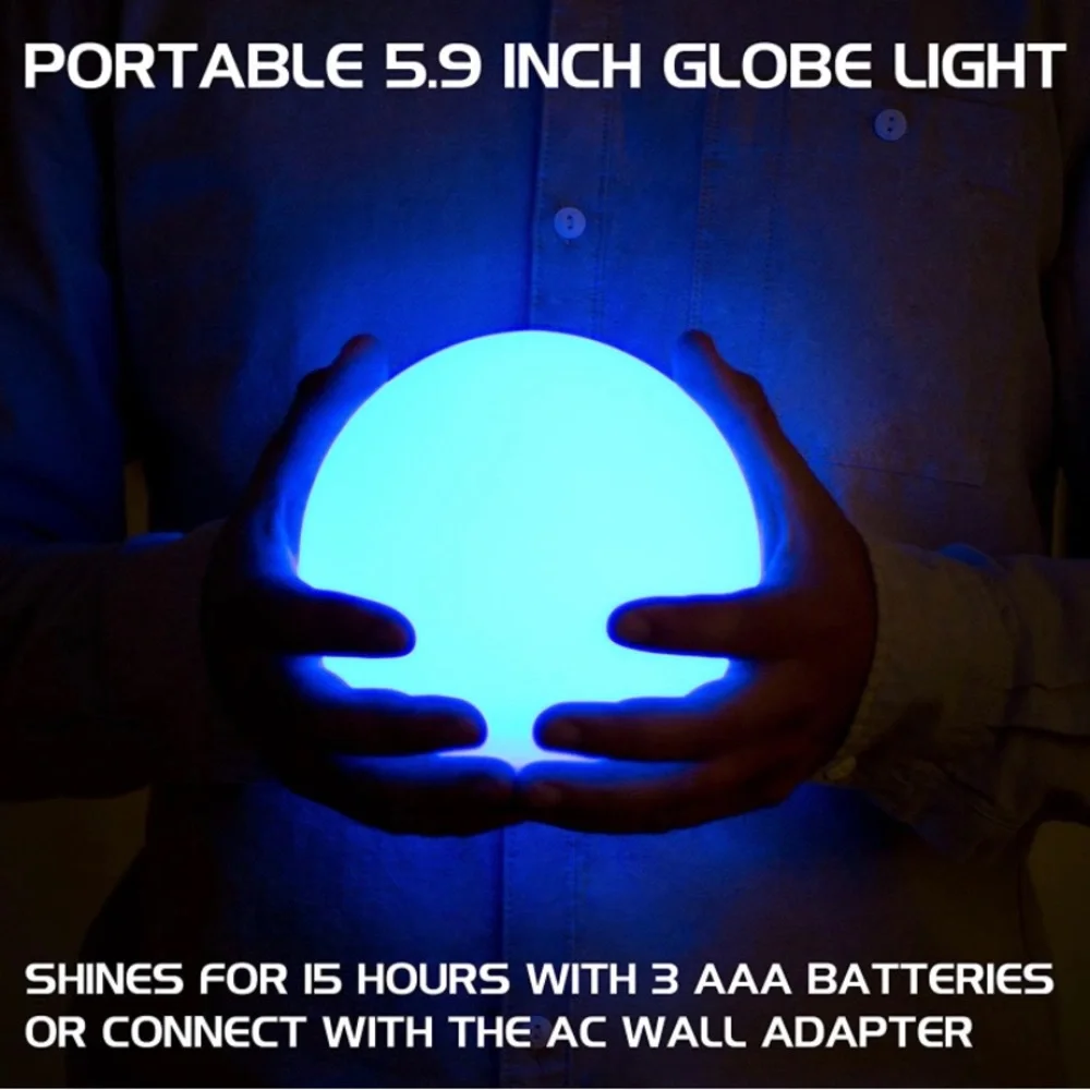ENHANCE Kid's Night Light Ambient Globe LED Color Changing Lamp Glass Mood Lamp